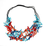 Multi Colour Fabric Tie Necklace - NB6901 