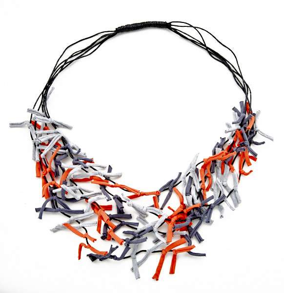 Multi Colour Fabric Tie Necklace - NB6901