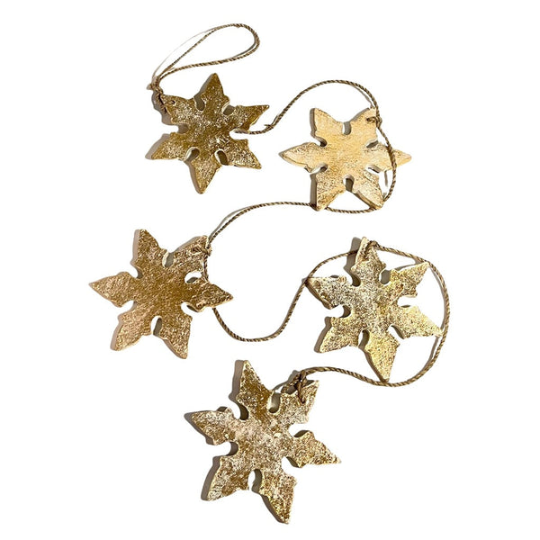 String Of Five Gold Wooden Stars