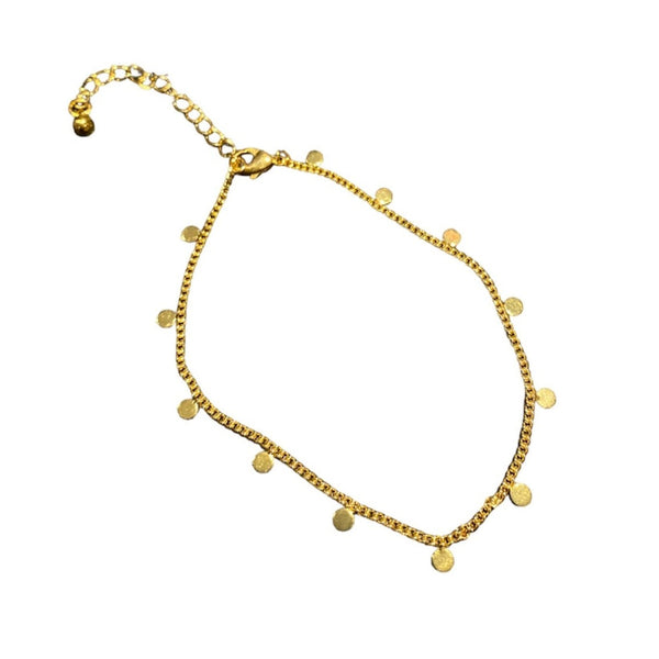 Delicate Disc & Chain Bracelet In Gold Plate