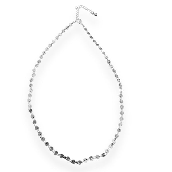 Simple Disc Chain Necklace In Silver Plate
