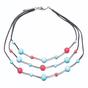 Triple Strand Resin Ball Necklace 