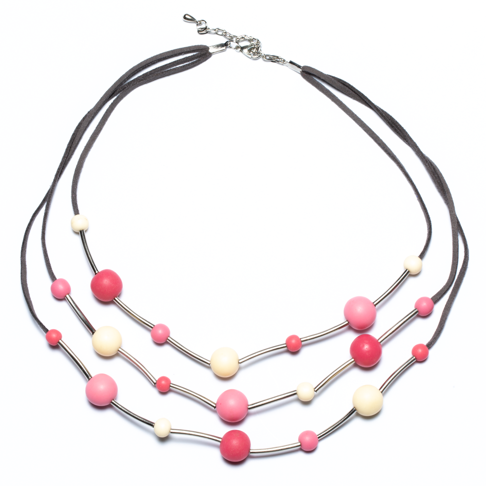 Triple Strand Resin Ball Necklace