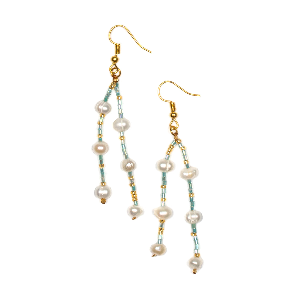 Double Drop Earrings With Pearls