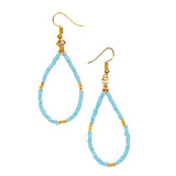 Tear Drop Seed Bead Earrings With Gold Accents 