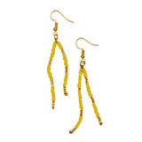 Double Drop Seed Bead Earrings With Gold Accents 