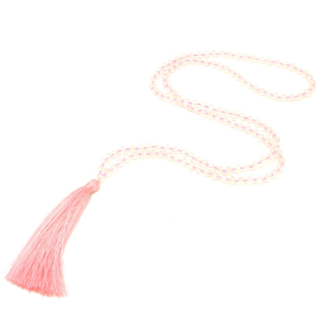 Crystal Bead Tassel Necklace