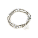 Triple Strand Crystal Bead Bracelet With Charms 