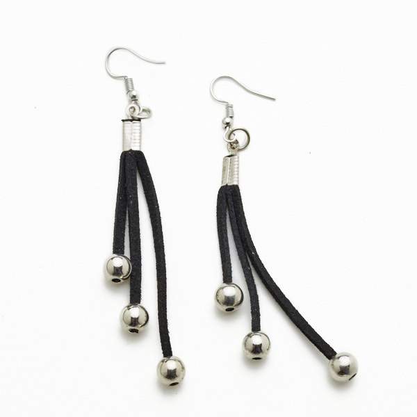 Suede Earring With Silver Balls