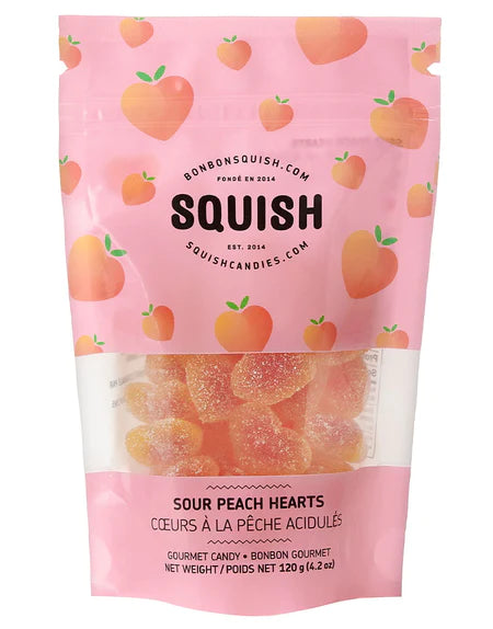Sour Peach Hearts Squish Candies