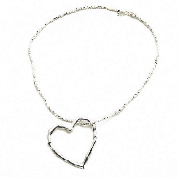 Open Heart Necklace In Silver Plate
