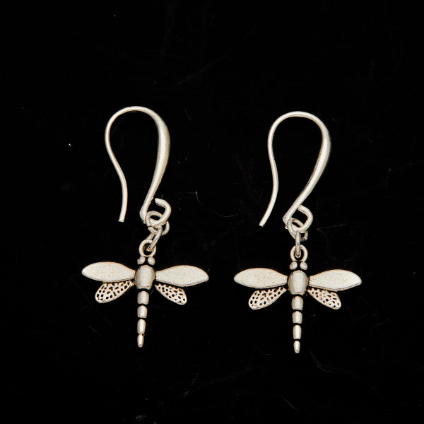 Silver Plate Dragonfly Charm Earrings