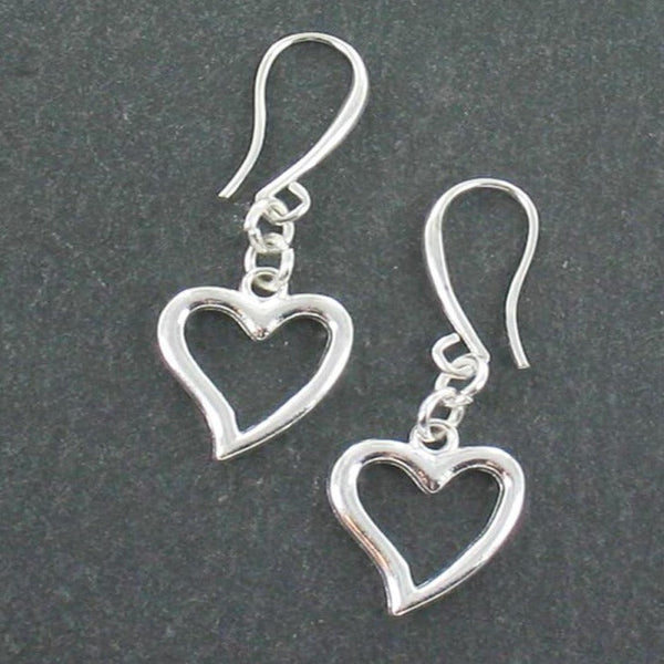Heart Charm Earrings in Silver Plate