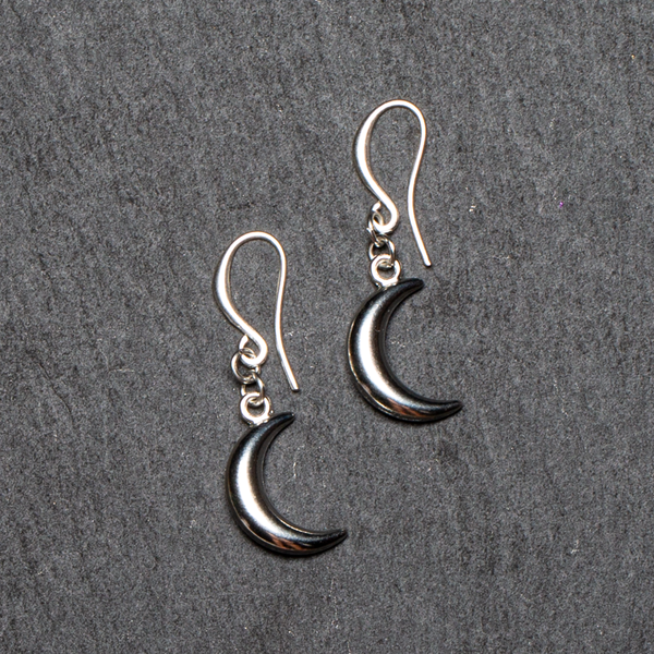 Moon Charm Earrings in Silver Plate