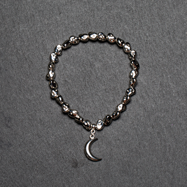 Moon Charm Nugget Bracelet in Silver Plate