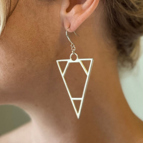 Triangle Earrings In Silver Plate