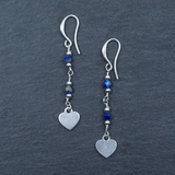 Blue Crystal Charm Earrings In Silver Plate 