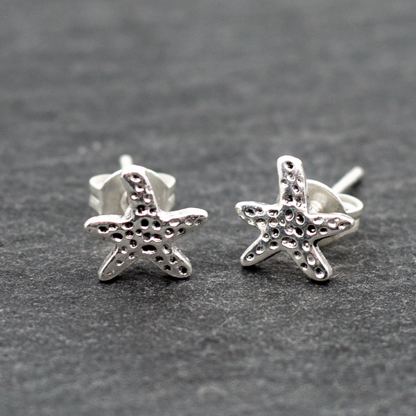 Starfish Silver Plate Stud Earrings