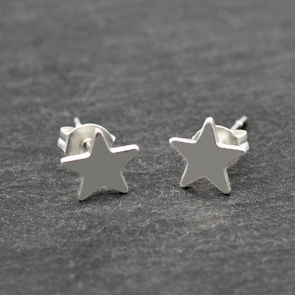 Small Star Silver Plate Stud Earrings