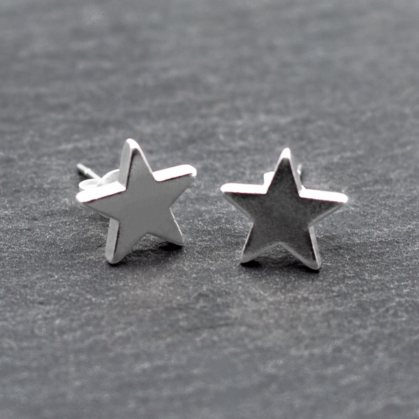 Star Silver Plate Stud Earrings - SP1113
