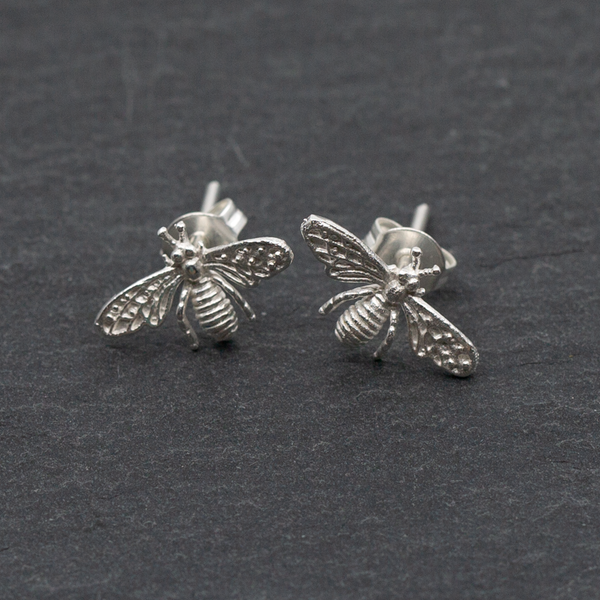 Bee Silver Plate Stud Earrings - SP1115