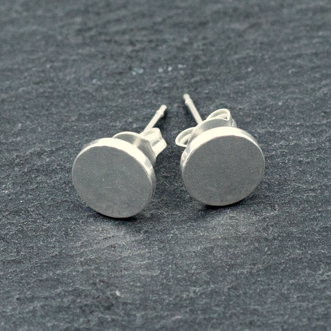 Simple Disc Silver Plate Stud Earrings - SP1119