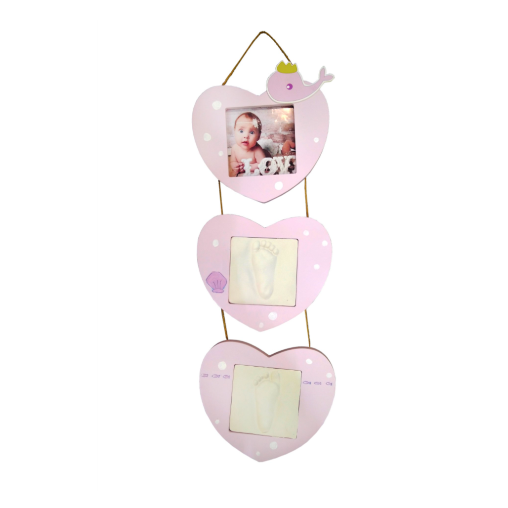3Heart Baby Picture Frame & Foot Print Kit