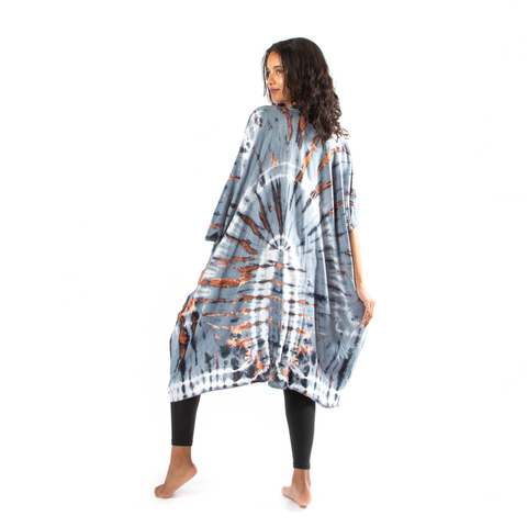 Grey Hippie Tie Dye  Kimono - LS6202