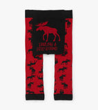Moose on red baby tights