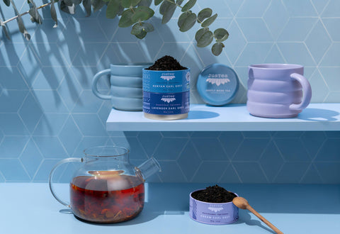 JusTea - Earl Grey Tea Trio Tin & Spoon -Organic, Fair-Trade Tea Gift - Shop Motif
