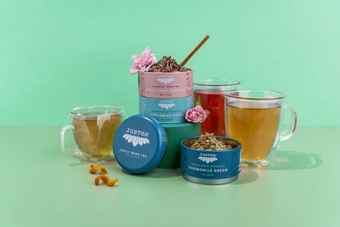 JusTea - Herbal Tea Trio Tin & Spoon - Organic, Fair-Trade Tea Gift - Shop Motif