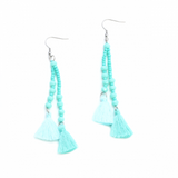 Double Tassel Crystal Drop Earring - Flamingo Boutique 