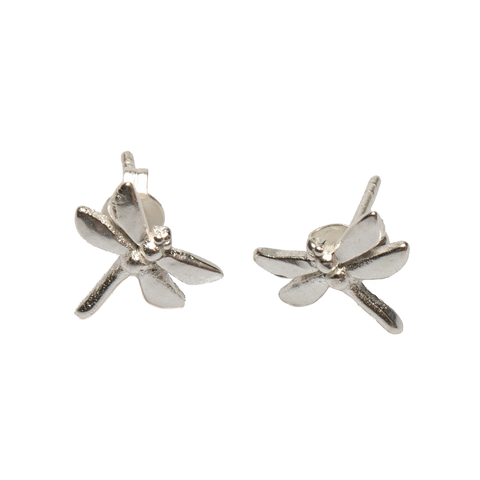 Dragonfly Silver Plate Stud Earrings