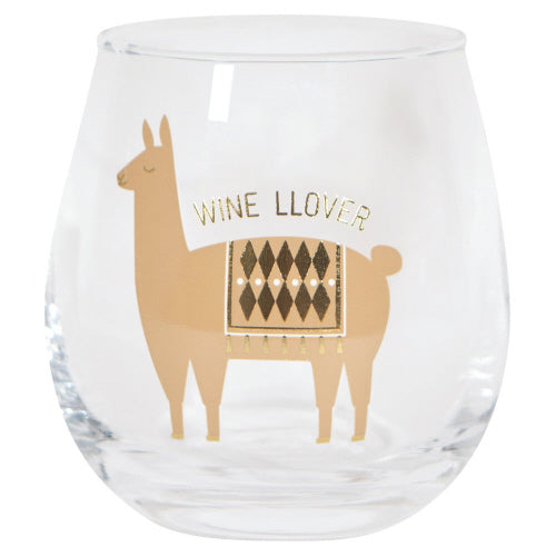 Lupe Llama Stemless Wine Glass - Flamingo Boutique