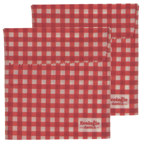 Gingham Set Of 2 Bees Wax Sandwich Bags